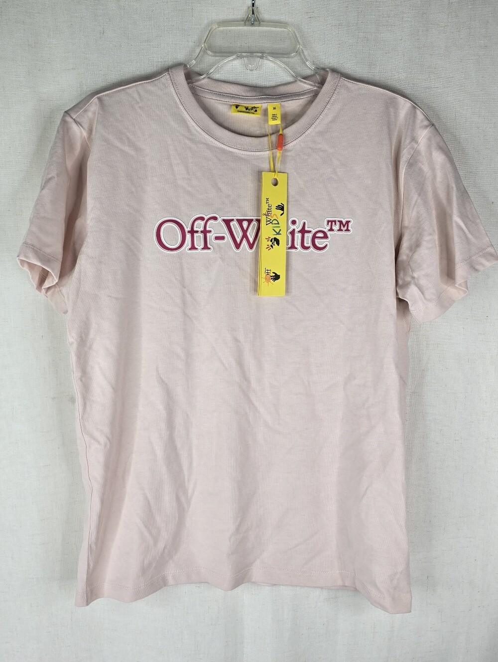 New Off-White Bookish Pink Kids Size 16 Basic Tee Tshirt